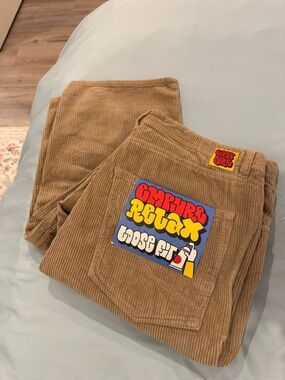 Empyre Tan Corduroy Men’s Pants with Colorful Patch
